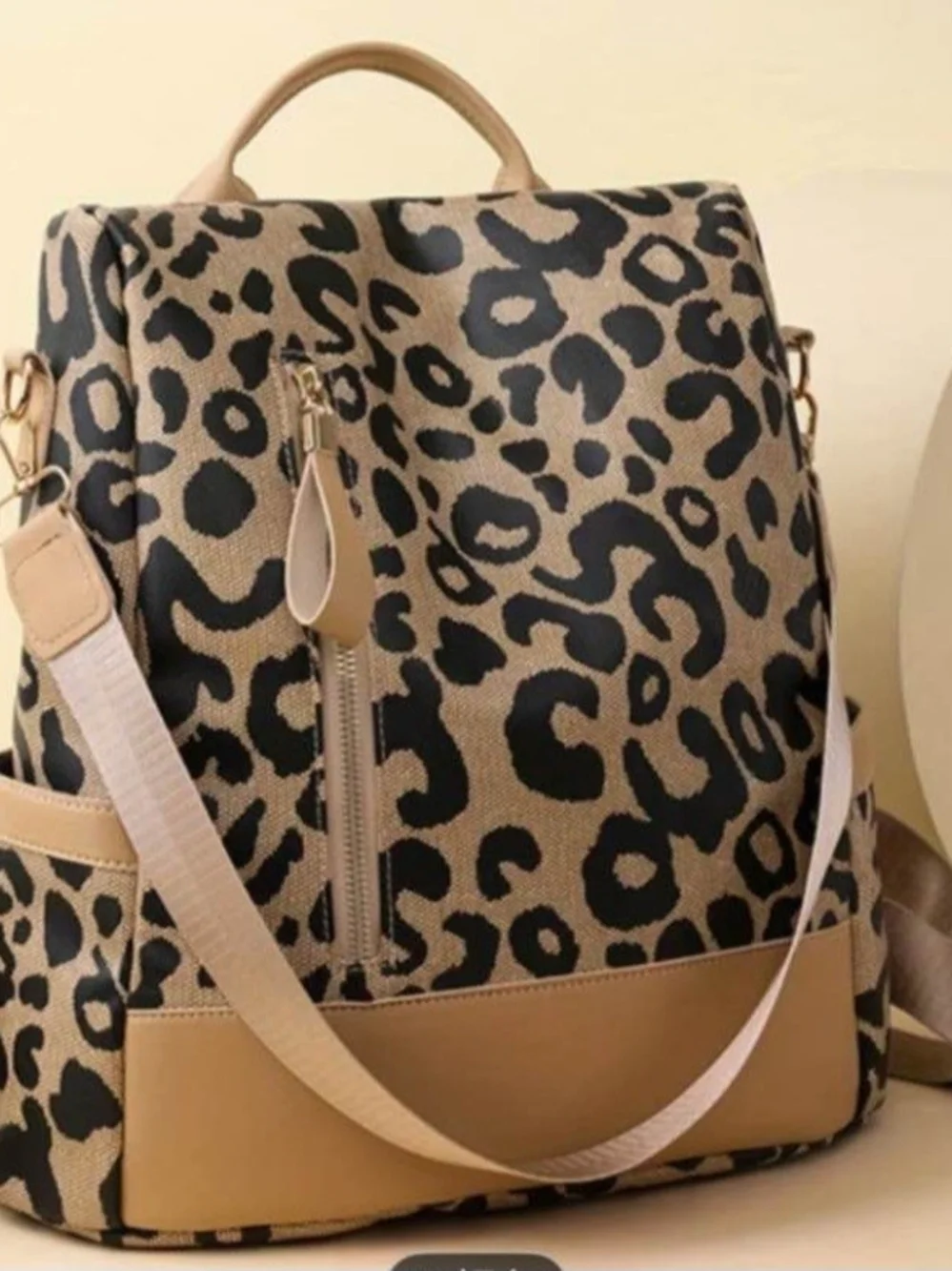 Each BRAND NEW NEVER WORN Leopard Convertible Backpack Tote Purse Beige OR Black